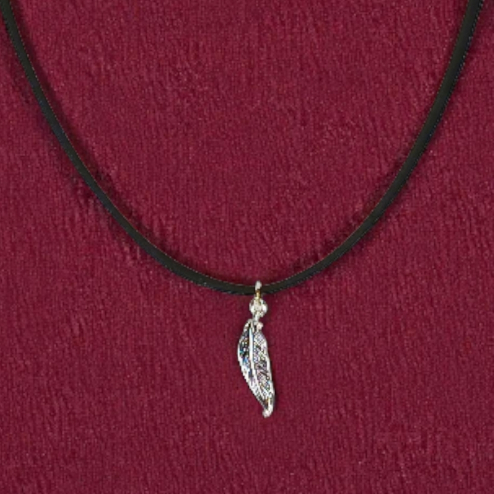 Enchanted Choker Feather Charm Cord Medallion Necklace New Age Grunge Whimsygoth